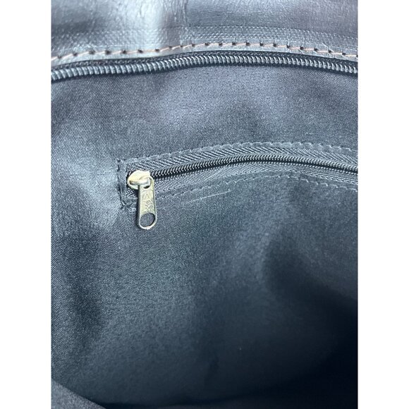 Vintage Leather & Suede Striped Tote Bag With Long Shoulder Straps - Picture 6 of 7